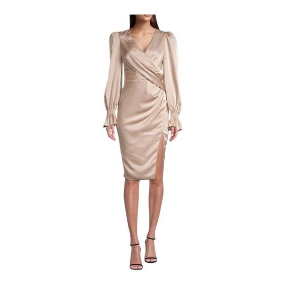 Lavish Alice Satin Balloon Wrap midi dress size 10 NWT